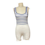 ZARA  Contour Collection Seamless Striped Romper White Navy Blue Size XS /‎ S Photo 2