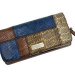 Henri Bendel Patchwork Snake Embossed Leather Wallet Clutch Photo 0