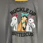 Gildan Western Farmcore Horse Girl Soft Grey Cotton "buckle up buttercup" Plus Size Tee Photo 1