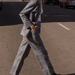 Lacausa  Gray/Stone Blue Plaid Trousers Photo 0