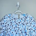 Draper James  Printed Denim Popover Top Floral Size 12 Short Sleeve Preppy Photo 2