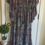 Floral Maxi Dress in Blue and Red Size M Photo 0