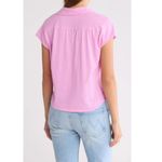 #27 NWT MOTHER Denim The Shape Up Collared Shirt in Rose Bloom Pink Size XL Photo 1