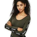 Ivy Park by Beyoncé | XXS | Dark Khaki Green Logo Ribbon Long Sleeve Bodysuit Photo 0