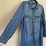 Gloria Vanderbilt Ashleigh Chambray Blue Long Sleeve Tunic Shirt Dress ~ Size M Photo 3