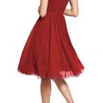 Dress the Population Corey Cap Sleeve V-Neck Chiffon Lace Dress Garnet XXS Photo 3