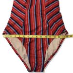 Kona Sol NWOT Red Blue Stripe Lace-Up Back Crisscross One Piece Swimsuit New Photo 6