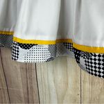 Elegant White Skater Skirt with Yellow and Black Details Size 12 Photo 1