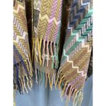 Chevron Knit Shawl Wrap Womens One Size Multicolor Fringe Boho Poncho Ruana Photo 2