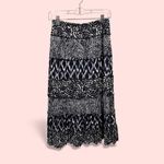 JM Collection Cute navy white multiprint ruffle boho maxi elastic waist pull on skirt flowy Photo 2