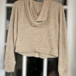 SO Cozy Juniors Medium Beige Full Zip Banded Hem Long Sleeve Hoodie Oversized Tan Photo 1