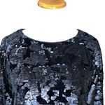 J.O.A. LOS ANGELES NAVY BLUE SEQUIN VELVET CREW NECK SWEATER‎ BC2965 SMALL SHINY Photo 3