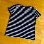 Tommy Hilfiger  Striped Scoop Embellished Neck T-Shirt, Navy, White, Size L Photo 1