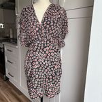 Saloni Women's Size 10 Silk Mini Dress Batik Dot Print Party Cocktail Black Photo 1