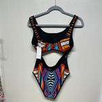 Ekouaer  Black and Blue multicolored One Piece Swimsuit with Cut-Out Design Photo 3