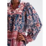 Farm Rio 💕💕 Teal Ainika Charm Long Sleeve Blouse Tropical Floral Print XS NWOT Photo 7