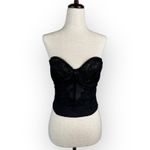 Vintage 1990's Y2K Black Lacey Goth Strapless Bustier Bra Low Back Underwire 34D Size M Photo 1
