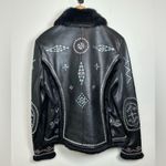 Cripple Creek Genuine Leather Rhinestone and Fur Jacket Black size Medium Photo 7