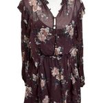 Intermix  100% silk body mini brown floral dress NWT Photo 0