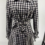French Connection  Gingham Print Trench Coat Size Small Women’s Black White Check Photo 0