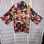 Soft Surroundings Margot Open Front Cardigan Kimono Geo Satin Art to Wear S/M Photo 5