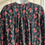 Free People  Flower Fields Emerald Combo Button Up Mini Dress Pockets Long Sleeve Photo 10
