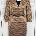 Dress Barn Vintage Isabel & Nina Striped Knit Blazer Skirt Suit Tan Multi 12 Photo 0