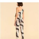 Farm Rio NWT  Copacabana One Shoulder Jumpsuit Black White Women's Size M Photo 2