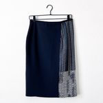 Elie Tahari TAHARI Navy & Black Textured Panel Kim Pencil Skirt Sz 6 Photo 1