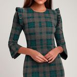J.O.A. Roseanna Grey Plaid Flounce Sleeve Mini Dress Women Small Fitted Academia Photo 0
