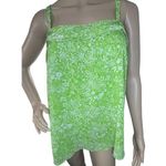 Torrid  Bright Green Floral Pattern Chiffon Pintuck Squareneck Cami Photo 0