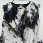 ZARA Black & White Tie Dye Pleated Plisse Sleeveless Twist Top Size L Photo 2