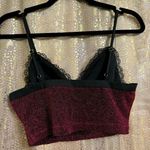 Cider  Black Maroon Sparkly Glitter Lace Cropped Tank Top Small NWOT Photo 1