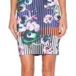 Clover Canyon  Night‎ Matador Stripe, Floral Pencil Skirt Black, White Small Photo 0