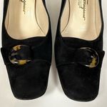 Salvatore Ferragamo  80s Pumps Heels Black Suede Tortoise Buckle Accent 7 1/2 B Photo 5