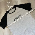 Brandy Melville  Los Angeles Ribbed Baseball Short Sleeve Tee Gray Black (OS) Photo 5