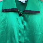Evan Picone  green button front long sleeve blouse black embellishment size 4 Photo 3