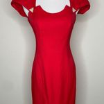 Vintage 80s Red Sexy Cutouts Sheath Dress Sz 2 Rhinestone Details Photo 0