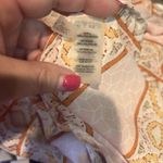 Karl Lagerfeld Paris Ruffle Sleeveless Blouse Pink Orange Print Button Front 2XL Photo 5