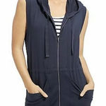Athleta Lotus Vest Hoodie Navy Blue Long Full Zip Sleeveless size XXS Photo 0