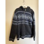 Kidka Icelandic Wool Drangi Cardigan Sweater M Full Zip Long Sleeve Hooded Black Size M Photo 1