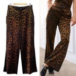 CAbi Party Velvet Pant Leopard Print Wide Leg Trousers Brown Black Size Large Photo 13