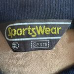 Vintage Sears Sportswear Velour Crewneck Sweatshirt Tan Navy Burgundy Stripes XL Photo 2