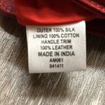 Vintage Boden Floral Clutch.Silk floral print. Red leather trim. Big brown beads Photo 5