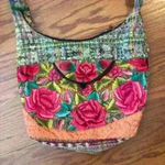 Tapestry Floral Embroidered Boho Ethnic Plaid Hobo Purse Slouchy Shoulder Bag Red Photo 2