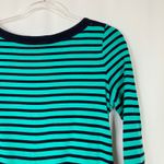 Talbots | 3/4 Sleeve Green Navy Stripe Stretch Weekend Tee Shirt Womens LP Photo 1