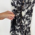 Tiare Hawaii  Black White Printed Button Down Dress Tied Waist Photo 4