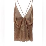 EXPRESS Women’s L Sequin Cami Rose Gold Spaghetti Strap Party Glam Tank Top Photo 2