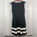 Calvin Klein Calvin Klein Black Fit & Flare White Stripe Hem Sleeveless Mod Retro Dress Photo 7