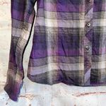 Columbia  Shirt Womens Medium Purple Gray Plaid Button Front Long Sleeve Lined Photo 2